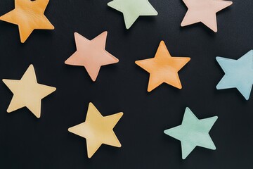 Poster - Colorful star shapes on dark background for creative design inspiration