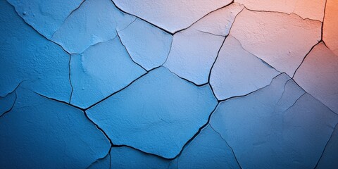 Poster - A close-up of a cracked blue wall, showcasing an abstract texture with varying shades and patterns.