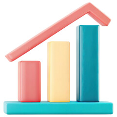 Poster - Colorful investment growth chart with bars representing progress and success clipart Photo isolated on transparency background