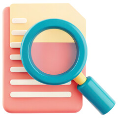 Poster - colorful document with magnifying glass symbolizes investment analysis clipart Photo isolated on transparency background
