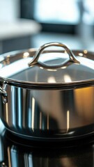 Poster - A pot sits on top of a stovetop, ready for cooking.
