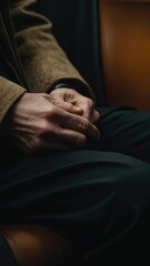 Aufkleber - A person's hands clasped together in a close-up shot, ideal for use in illustrations or emotive storytelling.