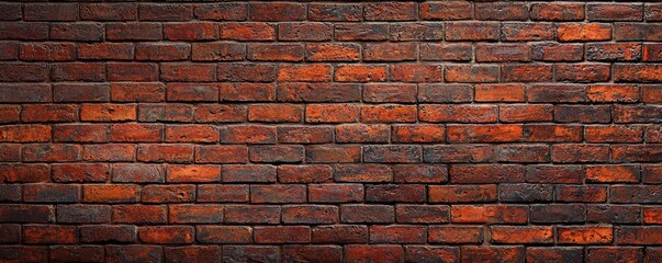 Poster - A textured red brick wall displaying various shades, creating a rustic and warm atmosphere.