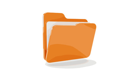 Fototapete - Orange folder icon with white documents inside for file management and organization in office