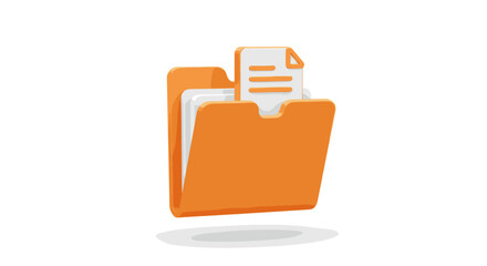 Poster - Orange folder containing document files and sheets for organizing data and information in a digital system