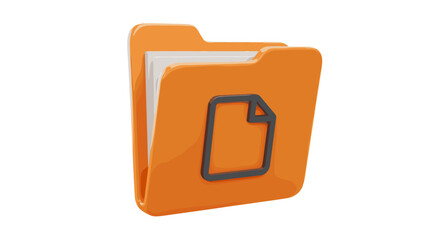 Fototapete - Orange folder containing documents represents data organization and file management 3D render