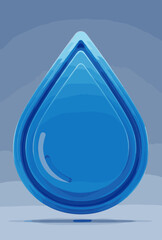 Poster - 3D Water Drop Icon with Layered Design Symbolizing Clean Hydration and Purity on Soft Blue Background