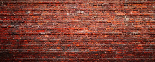 Poster - A textured red brick wall with a rustic appearance, showcasing a blend of colors and patterns.