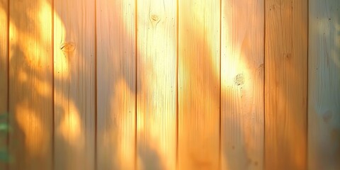 Poster - A warm wooden wall illuminated by sunlight, showcasing natural textures and gentle shadows, creating a serene and inviting atmosphere.