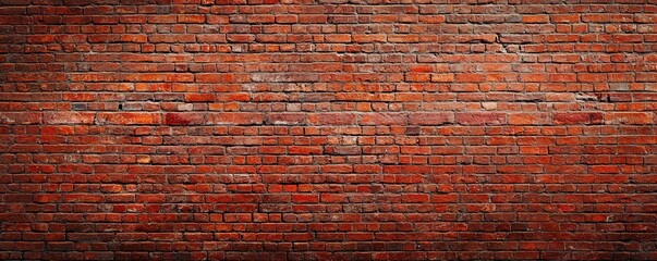 Poster - A textured red brick wall with varying shades and patterns, showcasing the rustic charm and durability of traditional brickwork.
