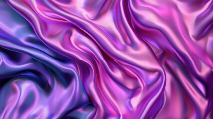 Poster - luxurious silk fabric in vibrant shades of purple and pink, showcasing smooth and flowing texture th