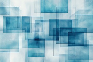 Poster - Abstract squares overlapping in shades of blue creating a modern and dynamic visual composition art work