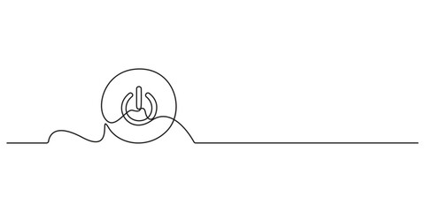 Poster - power button click single line drawing. one continuous power button icon. vector illustration