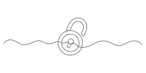 Poster - Continuous one editable line drawing of padlock. Single line drawing background. Vector illustration. One line padlock icon. Graphic illustration