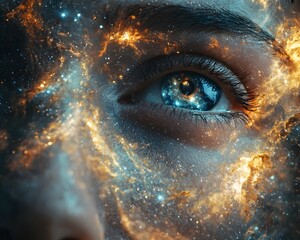 Sticker - a dreamlike cosmic portrait of ethereal beauty