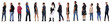© Curto - line of large group of women and men standing with their backs to each other, turning and looking at the camera