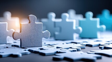 Poster - Isolated clean white puzzle piece on a flat background emphasizing the concept of solutions and problem-solving