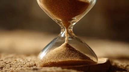 Poster - elegant sand clock with soft shadow representing time passage and measurement in a minimalist aesthe
