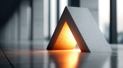 Poster - Subtle light reflection on table surface forming an arrow shape for conceptual artistic representation
