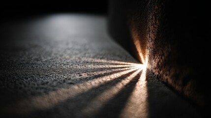 Poster - Bright light shining through wall creating dynamic reflection and arrow shape for conceptual inspiration