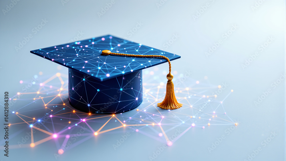 Innovative Graduation Cap with Digital Design Stock Photo | Adobe Stock