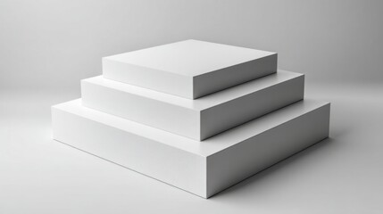 Poster - Simple three-step paper block layout stacked with three white boxes creating a minimalist design aesthetic