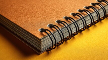 Poster - Spiral bound notebook with visible back cover and focus on unique binding design for creative writing and organization