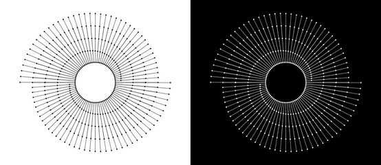 Poster - Spiral with lines as dynamic abstract vector background or logo or icon. Yin and Yang symbol. Black spiral on white background and white spiral on black background.