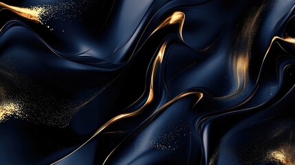 Poster - Rich textures blend together in swirling deep blue and shimmering gold tones, evoking a sense of elegance and sophistication. The movement adds depth and intrigue to the design