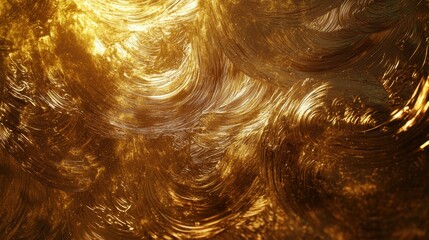 Poster - A captivating display of swirling golden textures creates an abstract design that radiates warmth and elegance. The intricate patterns evoke a sense of movement and depth