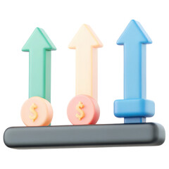 Poster - Investment growth is represented by colorful arrows and coins. clipart Photo isolated on transparency background