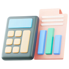 Poster - calculator and report with graphs symbolize investment analysis and planning clipart Photo isolated on transparency background
