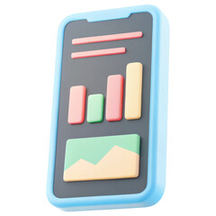 Poster - colorful smartphone displaying investment graphs and data analysis clipart Photo isolated on transparency background