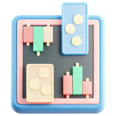 Poster - Investment strategies can be visualized through colorful charts and blocks. clipart Photo isolated on transparency background