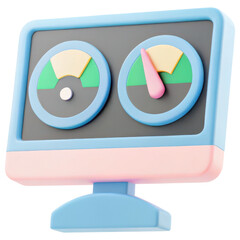 Poster - colorful computer monitor displaying gauges symbolizes investment growth. clipart photo isolated on 