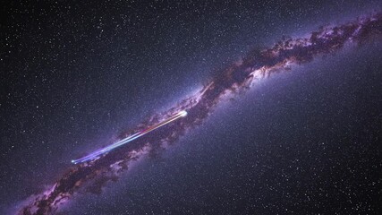 Wall Mural - a mesmerizing wide-angle video of a galaxy, showcasing a vibrant, colorful band of stars and cosmic 