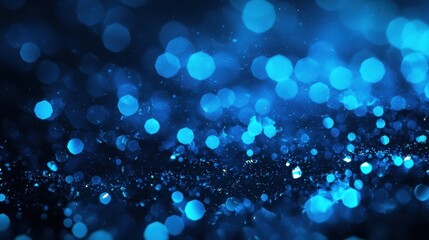 Poster - Glowing blue bokeh lights reveal a captivating pattern against a dark background, creating an enchanting atmosphere for nighttime festivities