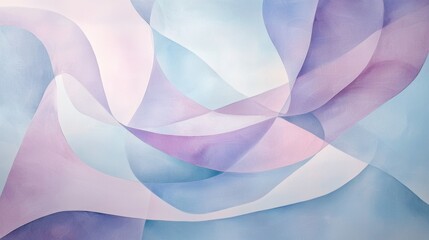 Poster - This artwork showcases a series of flowing shapes blending soft pastel colors like pink, blue, and lavender, creating a serene and harmonious composition