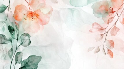 Poster - Soft pastel colors blend beautifully in a floral design, showcasing petals and leaves that evoke a sense of calm and connection to nature, perfect for various artistic uses