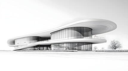 Poster - A sleek modern airport terminal with curved roofs and large open spaces