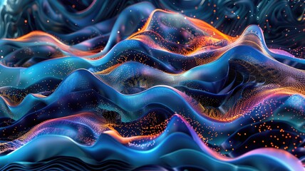 Fototapete - Discover a stunning abstract design featuring smooth blue and purple wave effects. This vibrant digital art piece adds a modern touch to any project.