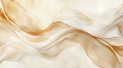 Poster - Subtle waves in caramel and cream blend seamlessly, creating an ethereal atmosphere. The soft contours evoke a sense of calm and tranquility, perfect for relaxation
