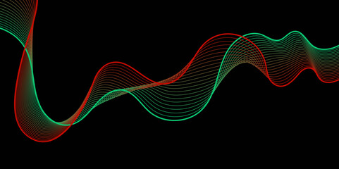 Poster - red cyan abstract neon soundwaves concept background.