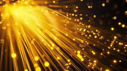 Poster - This vibrant image captures the essence of yellow fiber optics with a smooth, blurred background. It evokes a sense of energy and modern technology.