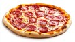 © Ксения Омельченко - A classic pepperoni pizza topped with fresh arugula, placed on a wooden board, offering a delightful and savory meal.