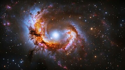 Wall Mural - cosmic deep space background with colorful nebulas spiral galaxies and glowing stars in dark univers