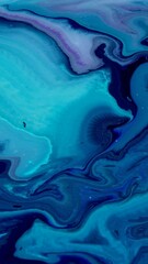 Poster - Colorful blue abstract artwork showcases swirling patterns and rich textures in a fluid design. The artwork exudes tranquility with deep blue and teal hues