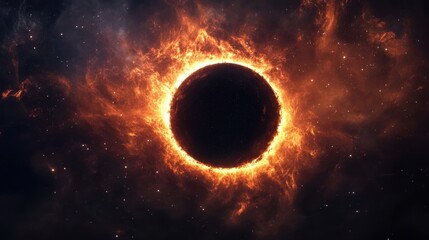 Wall Mural - dramatic solar corona during total eclipse with dynamic solar flares and deep space background