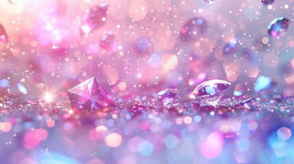 Poster - A stunning array of flashy diamonds sparkling against a dreamy background filled with vibrant colors, creating an enchanting and glamorous atmosphere perfect for various themes.