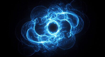Wall Mural - electric blue energy vortex - abstract of a swirling blue energy vortex on a black background. perfe